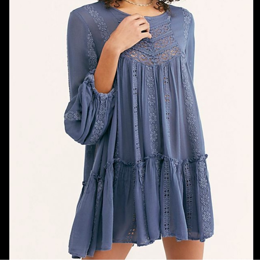 Free People Tunic Top Dress S Blue